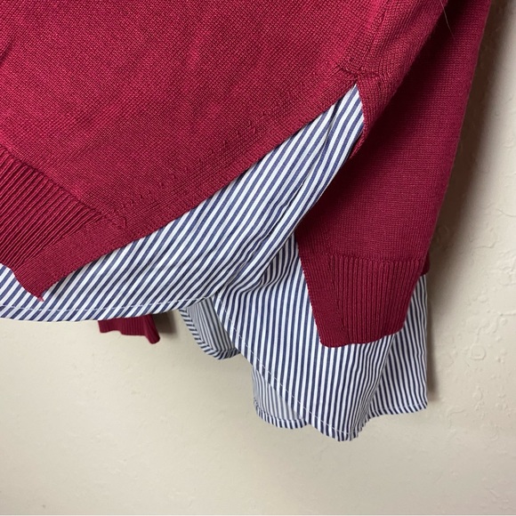 Crown & Ivy Womens Embroidered Mixed Media Sweater Shirt - Picture 4 of 8